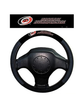 Fremont Die Nhl Carolina Hurricanes Poly-Suede Steering Wheel Cover, Fits Most Standard Size Steering Wheels, Black/Team Colors