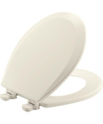 BEMIS 500EC 346 Toilet Seat with Easy Clean & Change Hinges, ROUND, Durable Enameled Wood, Biscuit/Linen , White