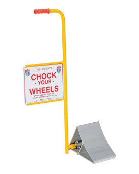 Vestil EALUM-7-HS Extruded Aluminum Wheel Chock with Handle and Sign, 21-3/16" Width, 37-9/16" Height, 11-7/8" Length