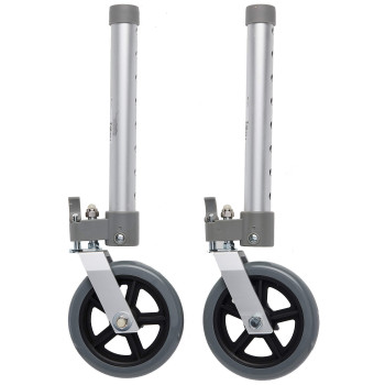 Drive Medical 10115 Swivel Lock Walker Wheels, Gray/Silver (Pack of 2)