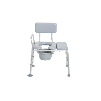 Drive Medical 12005KDC-1 Transfer Bench Commode Chair for Toilet with Padded Seat, Gray