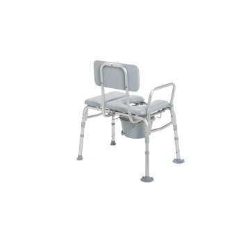 Drive Medical 12005KDC-1 Transfer Bench Commode Chair for Toilet with Padded Seat, Gray