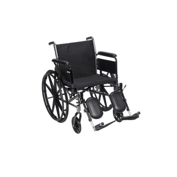 Drive Medical K320DFA-ELR Cruiser III Lightweight Folding Wheelchair with Flip Back Detachable Full Arms and Elevating Legrest, 1.6 Foot (Pack of 1)