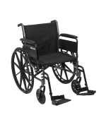 Drive Medical Cruiser III Light Weight Wheelchair with Various Flip Back Arm Styles and Front Rigging Options, Flip Back Removable Full Arms/Swing away Footrests, Black, 20 Inch