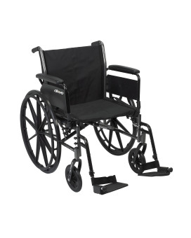 Drive Medical Cruiser III Light Weight Wheelchair with Various Flip Back Arm Styles and Front Rigging Options, Flip Back Removable Full Arms/Swing away Footrests, Black, 20 Inch