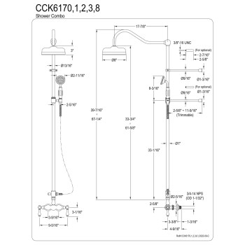 Kingston Brass CCK6171 Vintage Shower Combination, Polished Chrome