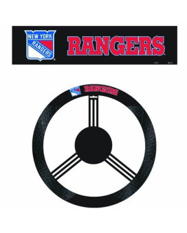 Fremont Die Nhl New York Rangers Poly-Suede Steering Wheel Cover, Fits Most Standard Size Steering Wheels, Black/Team Colors