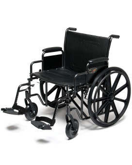 Everest & Jennings Traveler HD Wheelchair, Detachable Full Arms & Elevating Legrests, 24" Seat, Silvervein Color