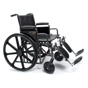 Everest & Jennings Traveler HD Wheelchair, Detachable Full Arms & Elevating Legrests, 24" Seat, Silvervein Color