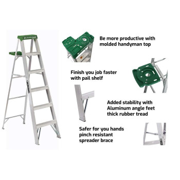 Louisville Ladder 6-Foot Aluminum Step Ladder, 225-Pound Capacity, AS4006