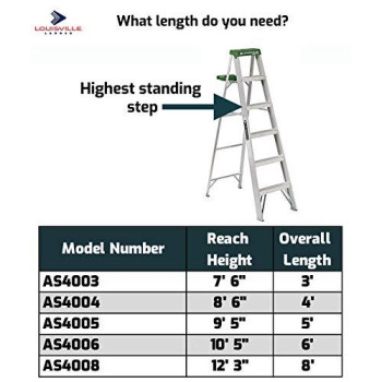 Louisville Ladder 6-Foot Aluminum Step Ladder, 225-Pound Capacity, AS4006