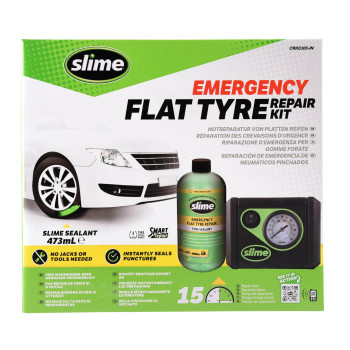 Slime Crk0305-In Flat Tyre Puncture Repair, Smart, Emergency Kit For Car Tyres, Includes Sealant And Inflator Pump, Suitable For Cars And Other Highway Vehicles, 15 Min Fix