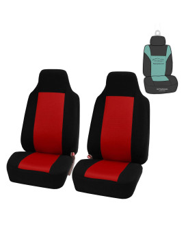 Fh Group Car Seat Covers High Back Classic Cloth Front Set With Gift - Universal Fit For Cars, Trucks & Suvs (Red) Fb102102