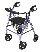 Lumex Walkabout Contour Deluxe Rollator with Seat - Larger 8" Wheels & Padded Backrest for Upgraded Comfort - Lavender, RJ4805L