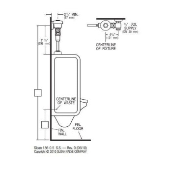 Sloan Regal 186-0.5 XL Urinal Flush Valve 3982628