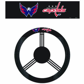 Fremont Die Nhl Washington Capitals Poly-Suede Steering Wheel Cover, Fits Most Standard Size Steering Wheels, Black/Team Colors