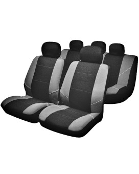 Sakura Merton Blackgrey Seat And Headrest Covers By0802 - Full Set Universal Fit Elasticated Hems Side Airbag Compatible Machine Washable