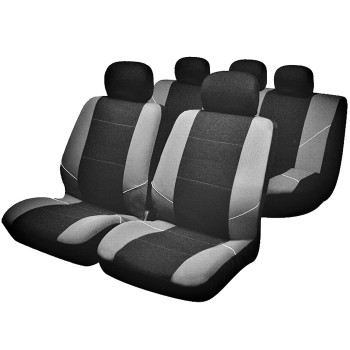 Sakura Merton Blackgrey Seat And Headrest Covers By0802 - Full Set Universal Fit Elasticated Hems Side Airbag Compatible Machine Washable