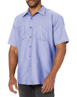 Red Kap Mens Standard Industrial Work Shirt, Regular Fit, Short Sleeve, Light Blue, X-Large