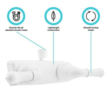 Dura Faucet (Df-Sa100C-Wt Rv/Motorhome Shower Faucet Valve Diverter With Easy Turn Handles (White)