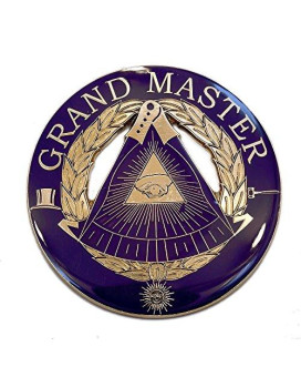 Grand Master Round Masonic Auto Emblem - [Purple & Gold][3 Diameter]