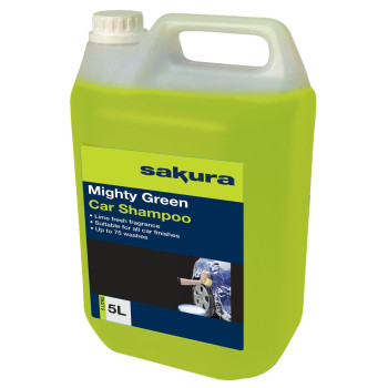 Sakura 5L Mighty Green Car Wash Shampoo Ss4619 - For All Vehicle Paint Finishes - 75 Washes