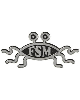 Fsm Flying Spaghetti Monster Plastic Auto Emblem - [Silver][5 1/2 X 2 1/2]