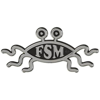 Fsm Flying Spaghetti Monster Plastic Auto Emblem - [Silver][5 1/2 X 2 1/2]