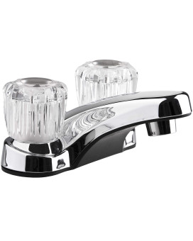 Dura Faucet DF-PL700A-CP RV Bathroom Sink Faucet with Clear Acrylic Knobs - 2-Handle (Chrome)