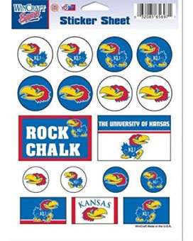 Wincraft Ncaa University Of Kansas Vinyl Sticker Sheet, 5 X 7