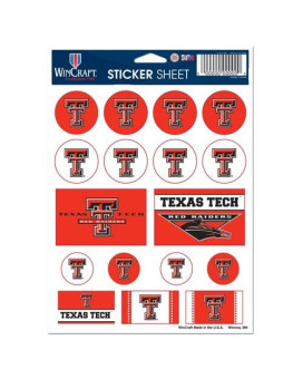 Wincraft Ncaa Texas Tech University Vinyl Sticker Sheet, 5 X 7