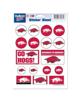 Wincraft Ncaa University Of Arkansas Vinyl Sticker Sheet, 5 X 7