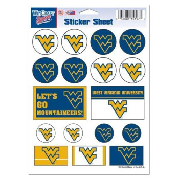 Wincraft Ncaa West Virginia University Vinyl Sticker Sheet, 5 X 7