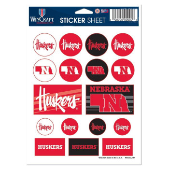 Wincraft Ncaa University Of Nebraska Vinyl Sticker Sheet, 5 X 7