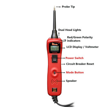 Power Probe III w/Case & Acc - Red (PP319FTCRED) [Car Automotive Diagnostic Test Tool, Digital Volt Meter, AC/DC Current Resistance, Circuit Tester]