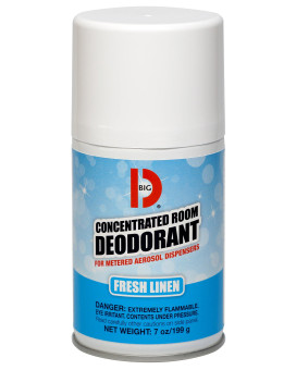 Big D 472 Concentrated Room Deodorant for Metered Aerosol Dispensers, Fresh Linen Fragrance, 7 oz (Pack of 12) - Air freshener ideal for restrooms, offices, schools, restaurants, hotels, stores