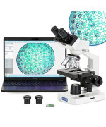 Omax 40X-2000X Lab Led Binocular Compound Microscope With Double Layer Mechanical Stage And Coaxial Coarse/Fine Focusing Knob
