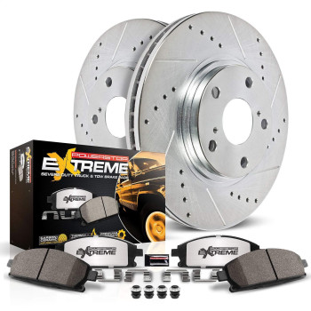 Power Stop K137-36 Front Z36 Truck & Tow Brake Kit, Carbon Fiber Ceramic Brake Pads and Drilled/Slotted Brake Rotors