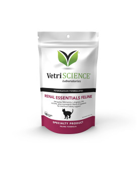 Vetriscience Renal Essentials Cat Kidney Support Chews, 120 Bite Sized Chews - Immune Support And Healthy Kidney Function For Cats