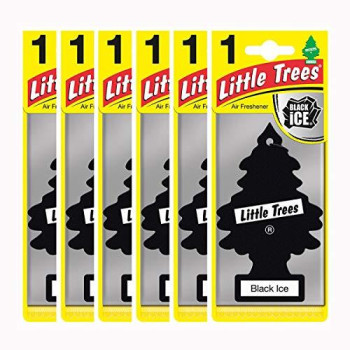 Little Trees Air Freshener Tree Mtz04 Black Ice Fragrance For Car Home Boat Caravan - Six Pack