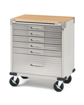 Seville Classics Rolling Lockable Cabinet Storage, Granite Gray