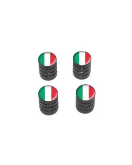 Graphics And More Italy Italian Flag - Tire Rim Valve Stem Caps - Black