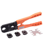 SharkBite 3/8 Inch PEX Crimp Tool Multi-Head Kit, Orange Handles, Plumbing Fittings, 23100