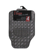 Jvl Carbon Metallic Checker Plate Look Sports Car Mat Set