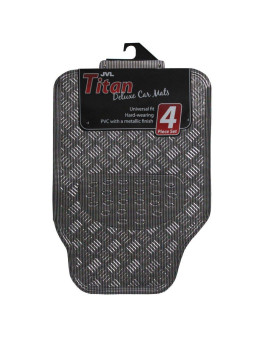 Jvl Carbon Metallic Checker Plate Look Sports Car Mat Set