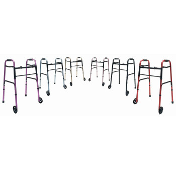 Lumex ColorSelect Walker, Lightweight Folding Design for Adults & Seniors, Large 5" Wheels, Plum