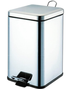 Grafco Waste Receptacle - Stainless Steel Trash Can, Hands-Free Step Garbage Bin with Lid, 32 Quart, 8360