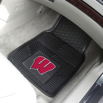 Wisconsin Badgers Black 2-Piece Vinyl Car Mat Set