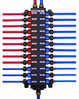 Viega 50243 1/2-Inch Pureflow Zero Lead Poly Alloy Pex Crimp Manabloc With 24 Ports - 15 Cold 9 Hot