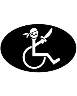 Stickerjoe Handicap Pirate In Wheelchair Funny Sticker 5 X 3